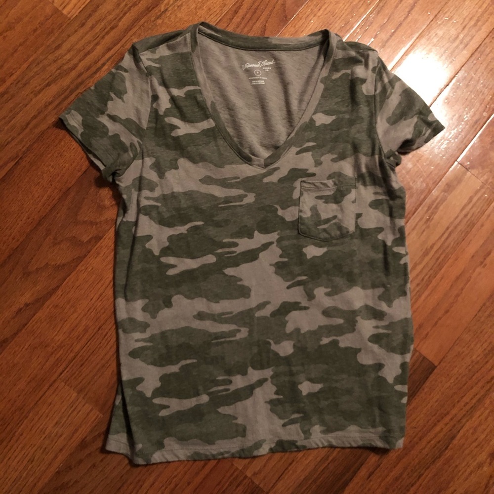 Camo V-neck Tee
